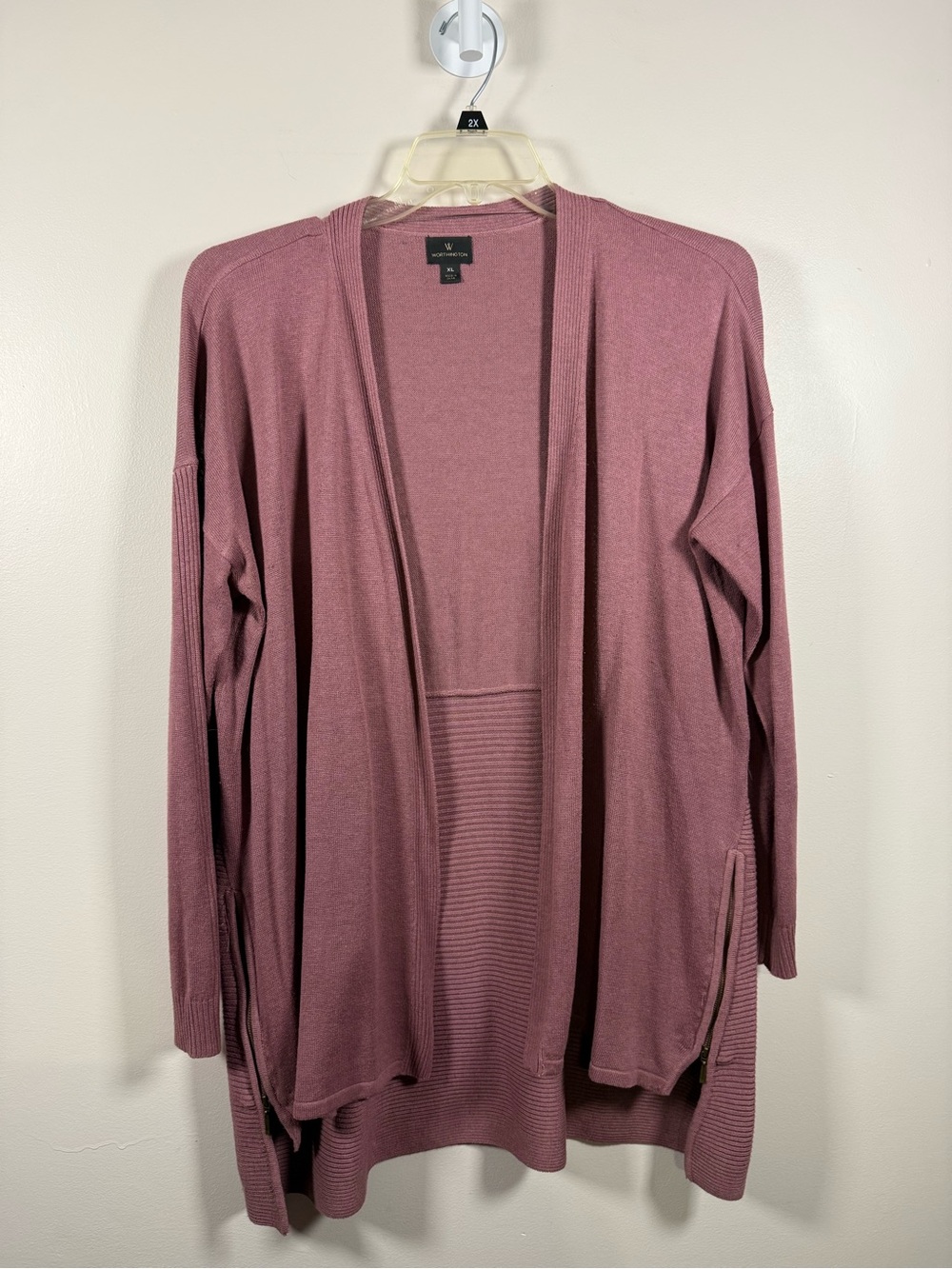Worthington Dusty Rose Open-Front Cardigan